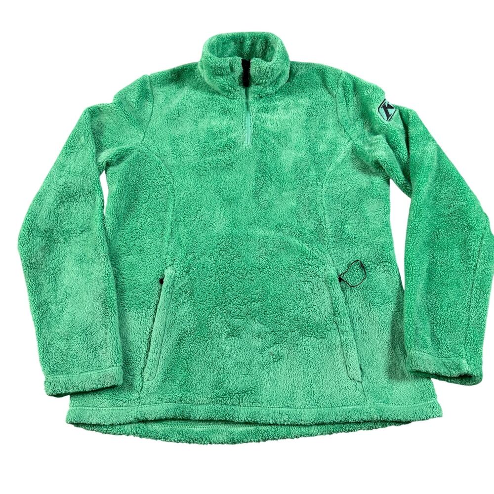 KLIM Cascade 1/4 Zip Sherpa Fleece Pullover Size S Green Polyester